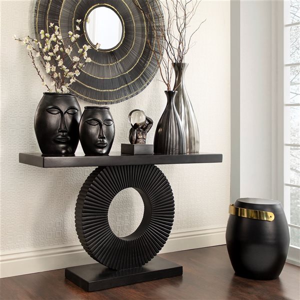 Sagebrook Home Black Metal Round End Table
