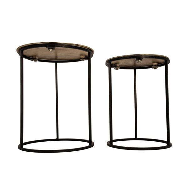 Sagebrook Home Gold/Black Side Table - 2-Piece