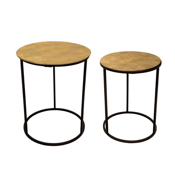 Sagebrook Home Gold/Black Side Table - 2-Piece