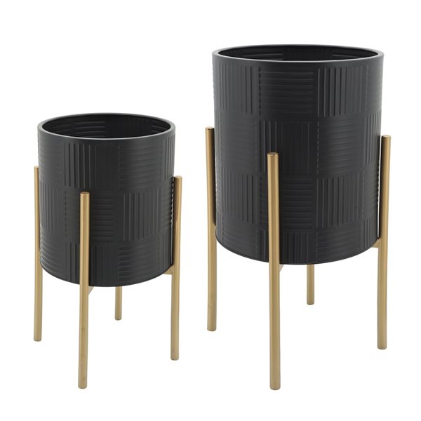 Sagebrook Home 14 In X 23 In Black Gold Metal Planter 2 Pack 12629 15   332000767 MainImage 001 L 