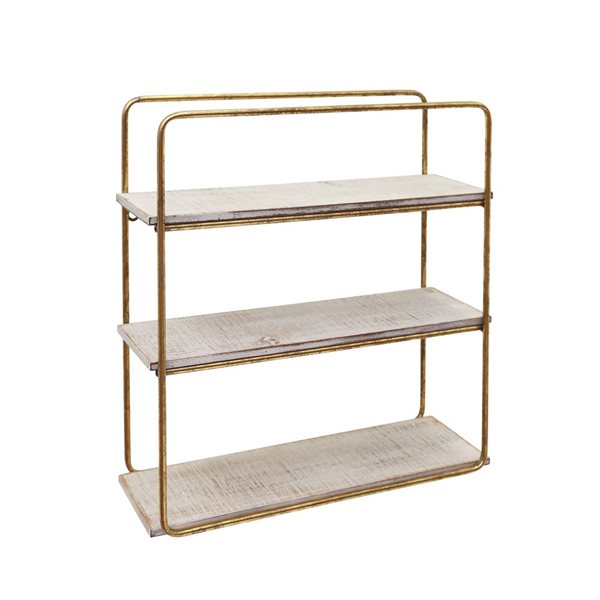 Sagebrook Home 18-in x 19-in x 6-in Gold Metal/Wood Wall Shelf