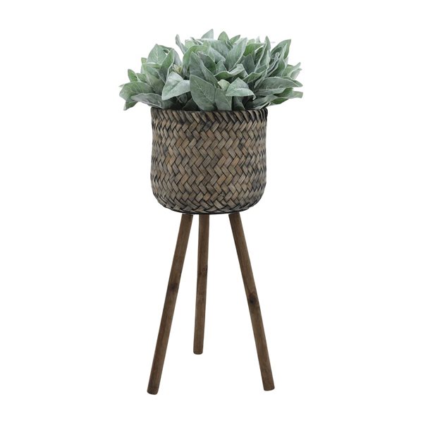 Sagebrook Home 12-in x 23-in Brown/Black Bamboo Planter - 2-Pack