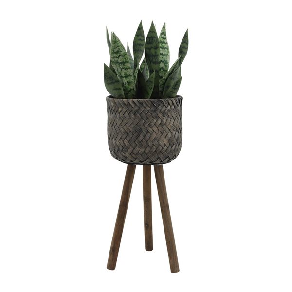 Sagebrook Home 12-in x 23-in Brown/Black Bamboo Planter - 2-Pack