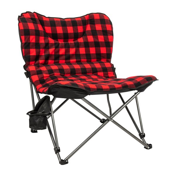 Camp & Go XXL Red and Black Flannel Folding Camping Chair
