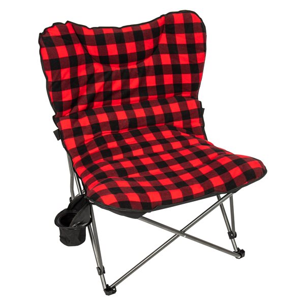 Camp & Go XXL Red and Black Flannel Folding Camping Chair