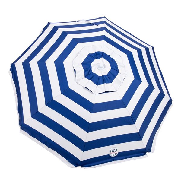 Parasol Rio Beach bleu et blanc de 6 pi