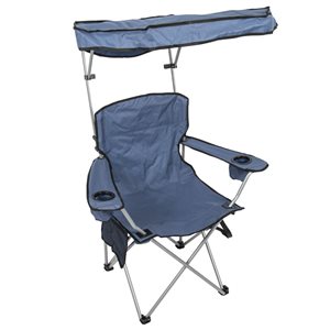 Chaise de camping pliante Camp & Go en acier et polyester bleu avec auvent