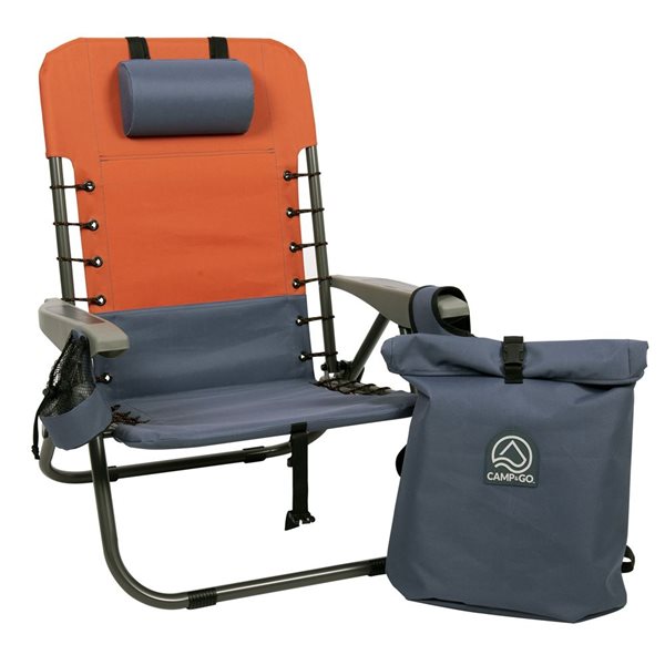 Camp & Go Clay and Blue Folding Camping Chair with Backpack GR529R-451-1