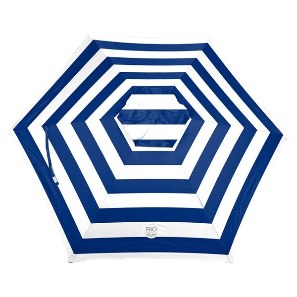 Parasol Rio Beach bleu et blanc de 7 pi