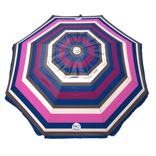 Parasol Rio Beach bleu et mauve de 6,5 pi