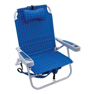 Chaise sac à dos pliante Rio bleue avec pochette glacière