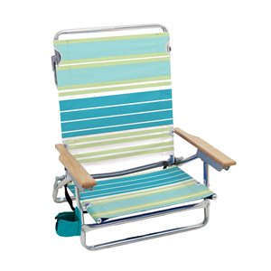 Chaise de plage Rio Classic bleue à 5 positions avec barre à serviettes