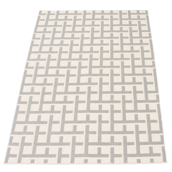 Ecarpet Villa 5-ft x 7-ft Light Grey Rectangular Indoor/outdoor Geometric Area Rug