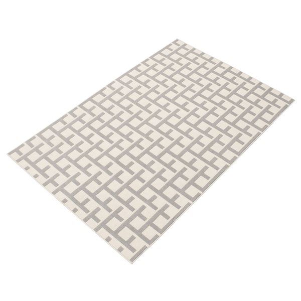 Ecarpet Villa 5-ft x 7-ft Light Grey Rectangular Indoor/outdoor Geometric Area Rug