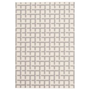 Tapis d'intérieur/extérieur Villa rectangulaire 5 pi x 7 pi au motifs géométriques gris pâle par Ecarpet