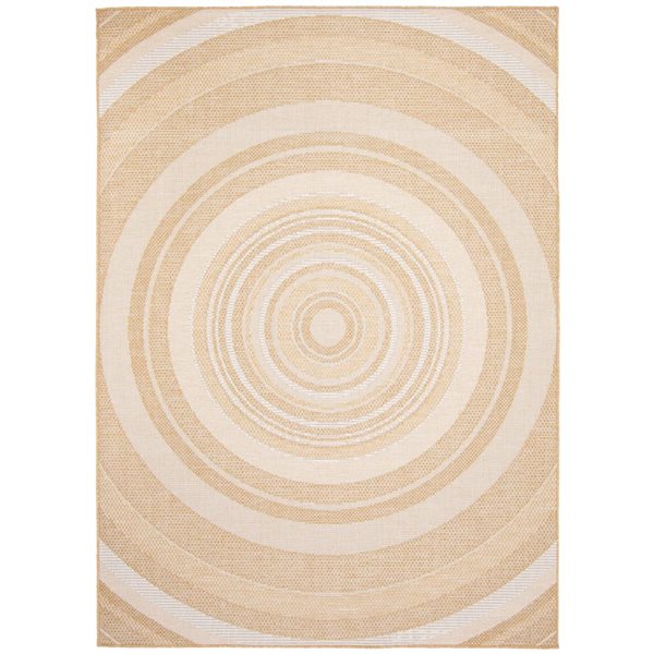 Tapis d'intérieur/extérieur Veranda Modern rectangulaire 7 pi x 10 pi au motifs géométriques doré par Ecarpet