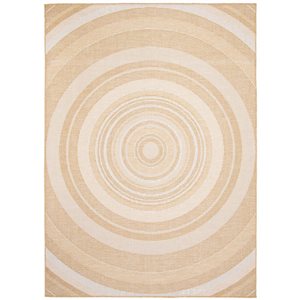 Tapis d'intérieur/extérieur Veranda Modern rectangulaire 7 pi x 10 pi au motifs géométriques doré par Ecarpet