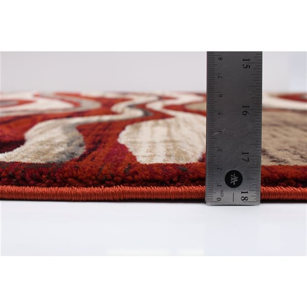 Tapis d'intérieur Yasmine rectangulaire 4 pi x 6 pi au motifs abstraits rouge par Ecarpet