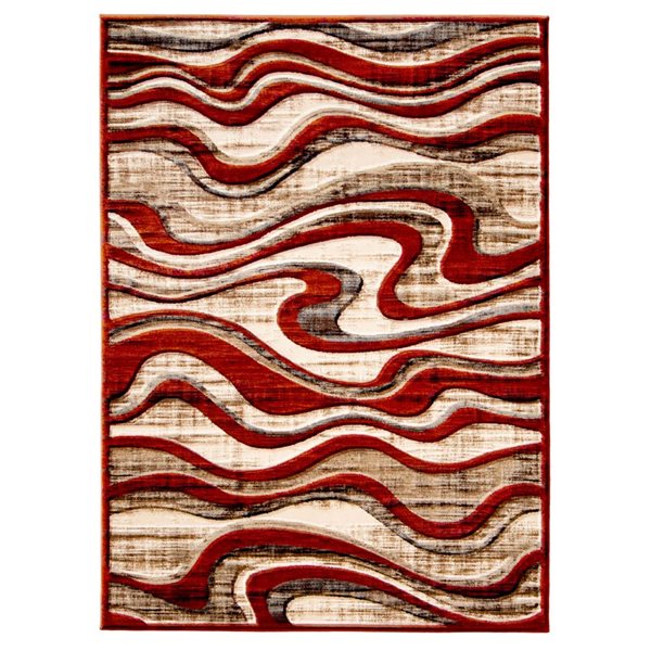 Tapis d'intérieur Yasmine rectangulaire 4 pi x 6 pi au motifs abstraits rouge par Ecarpet