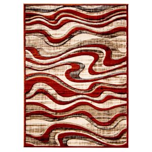 Tapis d'intérieur Yasmine rectangulaire 4 pi x 6 pi au motifs abstraits rouge par Ecarpet