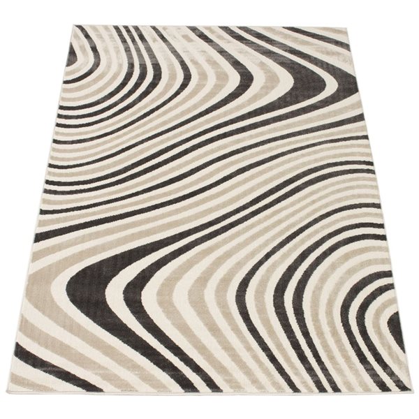 Tapis d'intérieur Zuma rectangulaire 5 pi x 7 pi au motifs abstraits taupe par Ecarpet