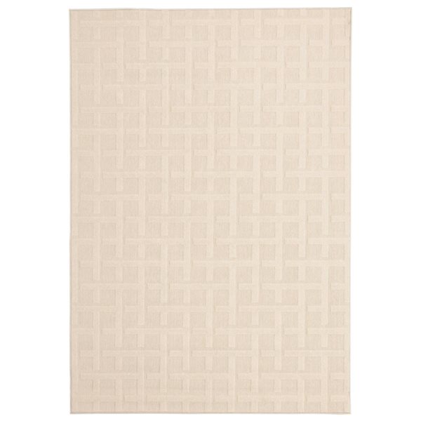 Tapis d'intérieur/extérieur Villa rectangulaire 5 pi x 7 pi au motifs géométriques ivoire par Ecarpet