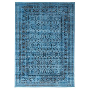 Tapis d'intérieur Wilby rectangulaire 4 pi x 6 pi au motifs géométriques bleu par Ecarpet