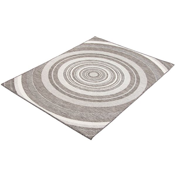 Tapis d'intérieur/extérieur Veranda Modern rectangulaire 7 pi x 10 pi au motifs géométriques gris par Ecarpet