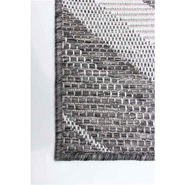 Tapis d'intérieur/extérieur Veranda Modern rectangulaire 7 pi x 10 pi au motifs géométriques gris par Ecarpet