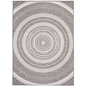 Tapis d'intérieur/extérieur Veranda Modern rectangulaire 7 pi x 10 pi au motifs géométriques gris par Ecarpet