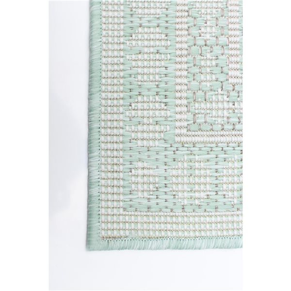 Tapis d'intérieur/extérieur Veranda Traditional rectangulaire 5 pi x 7 pi menthe par Ecarpet