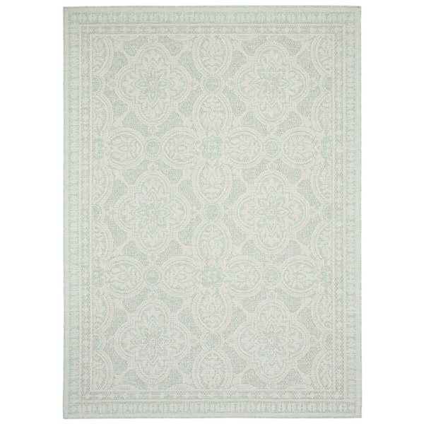 Ecarpet Veranda Traditional 5-ft x 7-ft Mint Rectangular Indoor/outdoor Border Area Rug