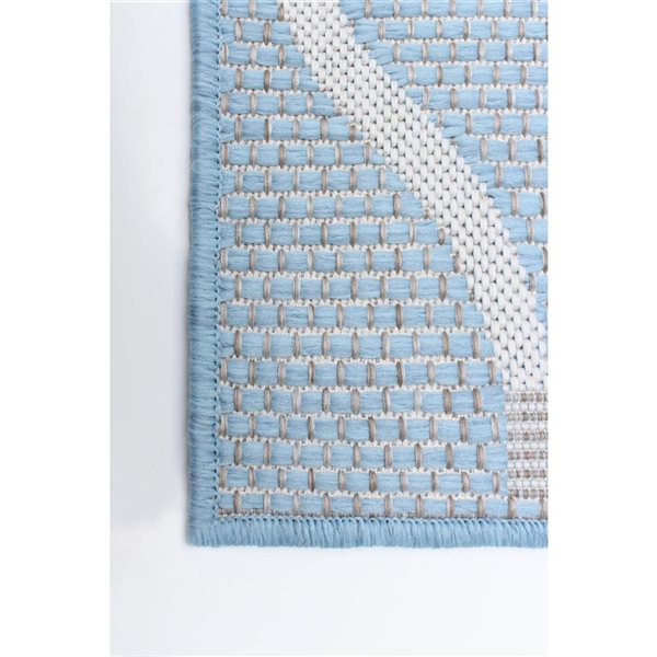 Ecarpet Veranda Abstract 7-ft x 10-ft Light Blue Rectangular Indoor/outdoor Trellis Area Rug