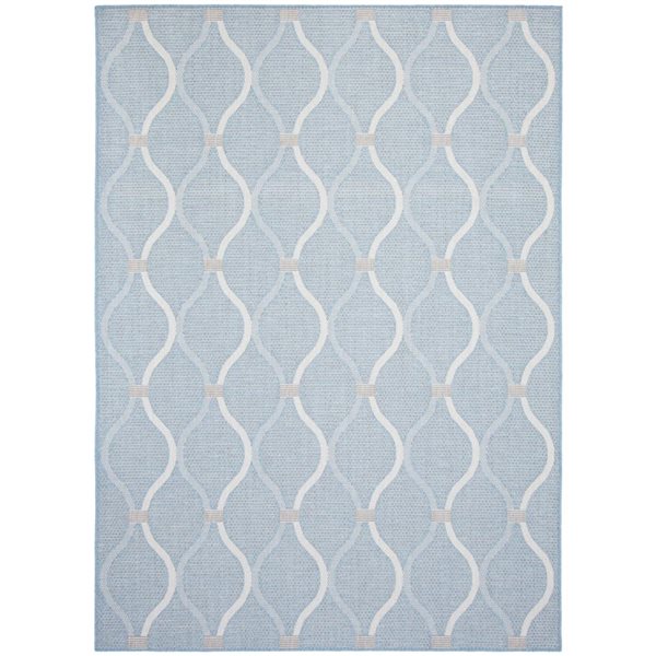 Tapis d'intérieur/extérieur Veranda Abstract rectangulaire 7 pi x 10 pi ligné bleu pâle par Ecarpet