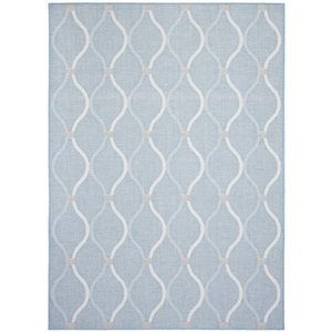 Tapis d'intérieur/extérieur Veranda Abstract rectangulaire 7 pi x 10 pi ligné bleu pâle par Ecarpet