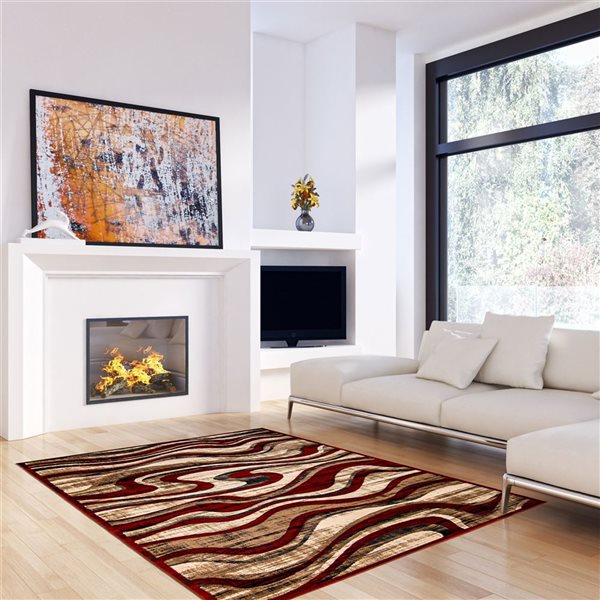 Ecarpet Yasmine 5-ft x 7-ft Red Rectangular Indoor Abstract Area Rug