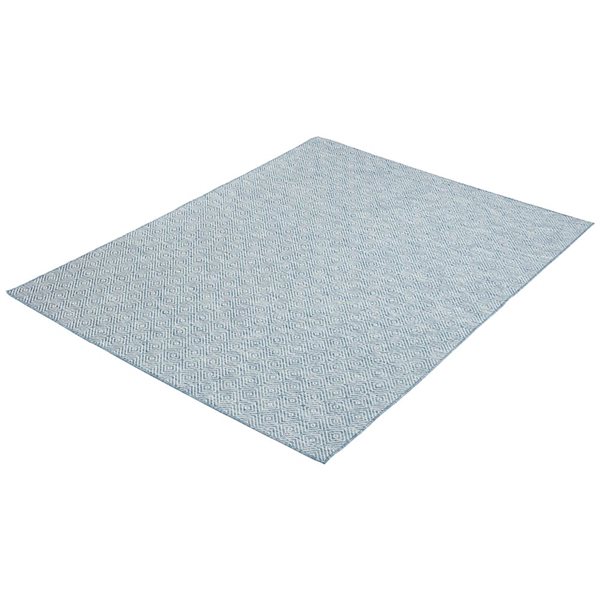 Tapis d'intérieur/extérieur Veranda Diamond rectangulaire 7 pi x 10 pi au motifs géométriques bleu par Ecarpet