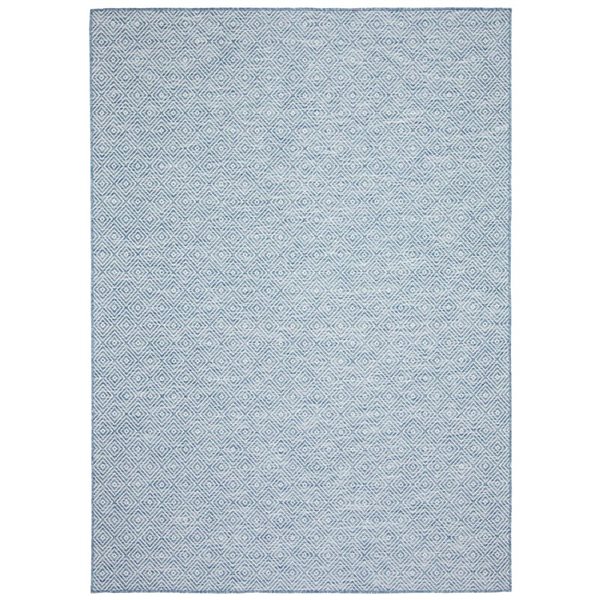 Tapis d'intérieur/extérieur Veranda Diamond rectangulaire 7 pi x 10 pi au motifs géométriques bleu par Ecarpet