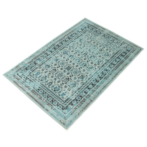 Ecarpet Wilby 7-ft x 10-ft Aqua Rectangular Indoor Geometric Area Rug
