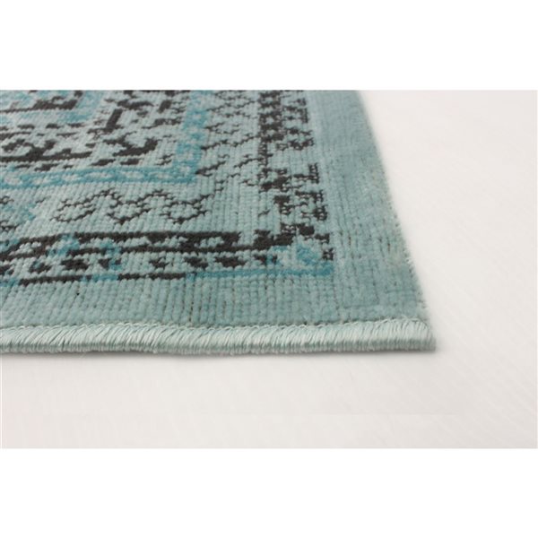 Ecarpet Wilby 7-ft x 10-ft Aqua Rectangular Indoor Geometric Area Rug