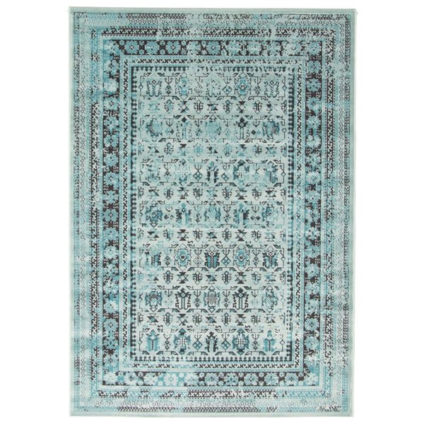 Ecarpet Wilby 7-ft x 10-ft Aqua Rectangular Indoor Geometric Area Rug