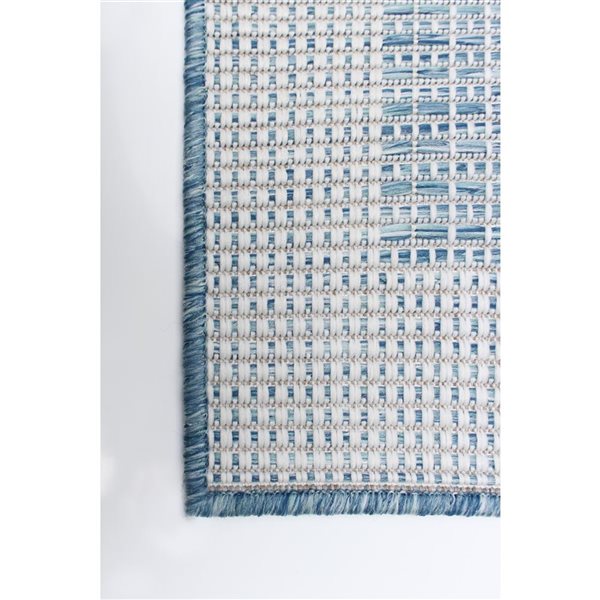 Ecarpet Veranda Classic 7-ft x 10-ft Blue Rectangular Indoor/outdoor Border Area Rug