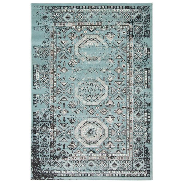 Tapis d'intérieur Venize rectangulaire 5 pi x 8 pi au motifs géométriques vert par Ecarpet