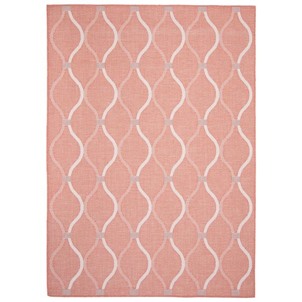 Tapis d'intérieur/extérieur Veranda Abstract rectangulaire 5 pi x 7 pi ligné corail par Ecarpet