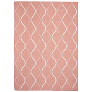 Tapis d'intérieur/extérieur Veranda Abstract rectangulaire 5 pi x 7 pi ligné corail par Ecarpet