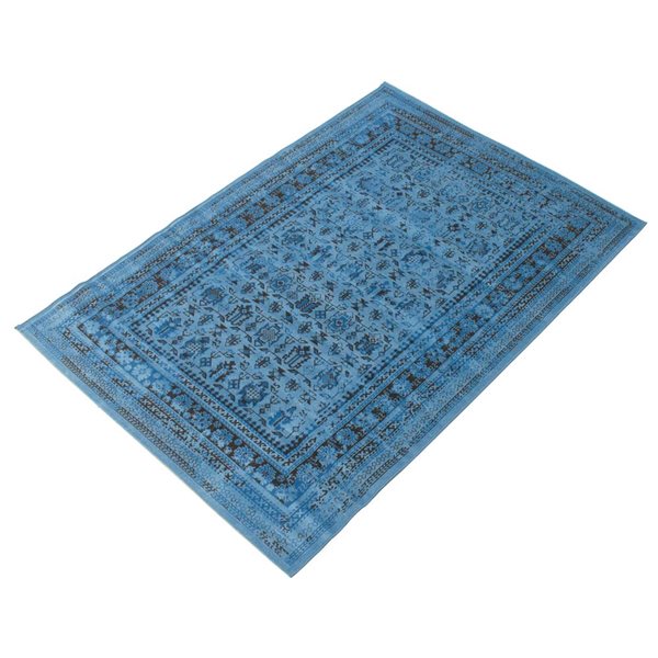 Tapis d'intérieur Wilby rectangulaire 5 pi x 8 pi au motifs géométriques bleu par Ecarpet