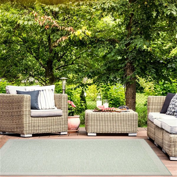 Tapis d'intérieur/extérieur Veranda Classic rectangulaire 7 pi x 10 pi menthe par Ecarpet