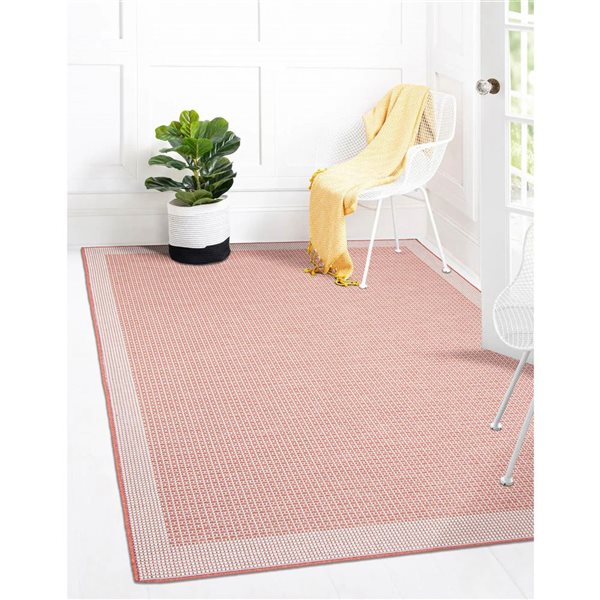 Tapis d'intérieur/extérieur Veranda Classic rectangulaire 5 pi x 7 pi corail par Ecarpet