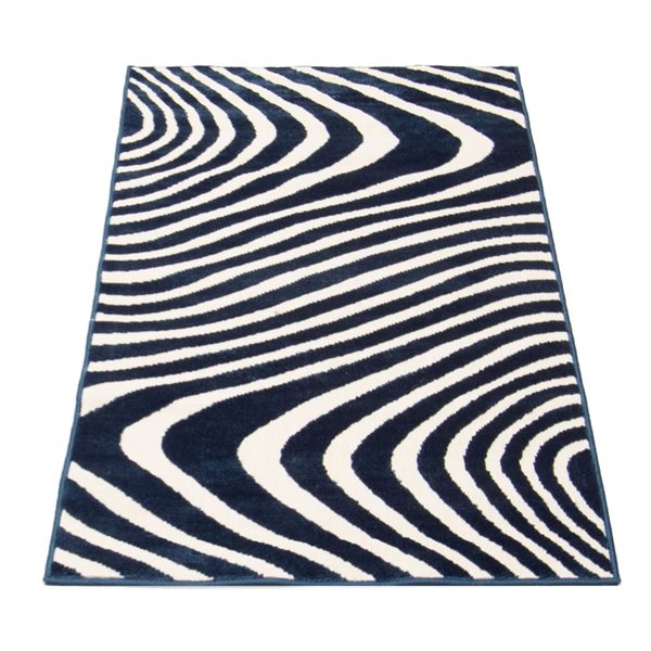 Tapis d'intérieur Zuma rectangulaire 3 pi x 5 pi au motifs abstraits bleu par Ecarpet