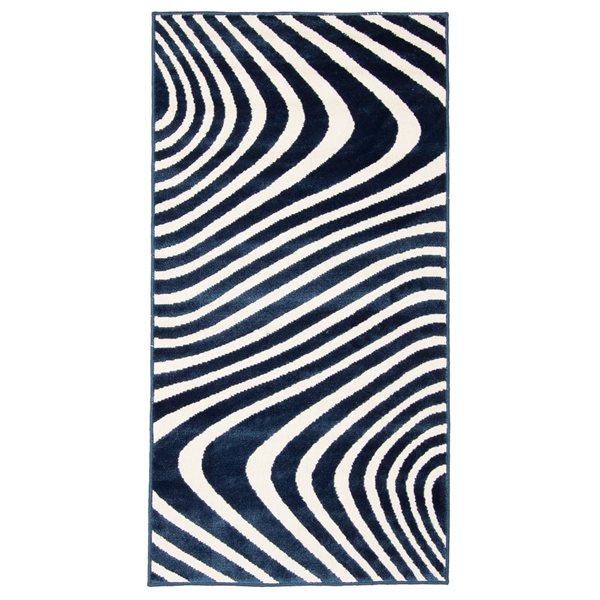 Tapis d'intérieur Zuma rectangulaire 3 pi x 5 pi au motifs abstraits bleu par Ecarpet